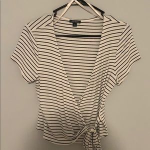 Striped tie front shirt